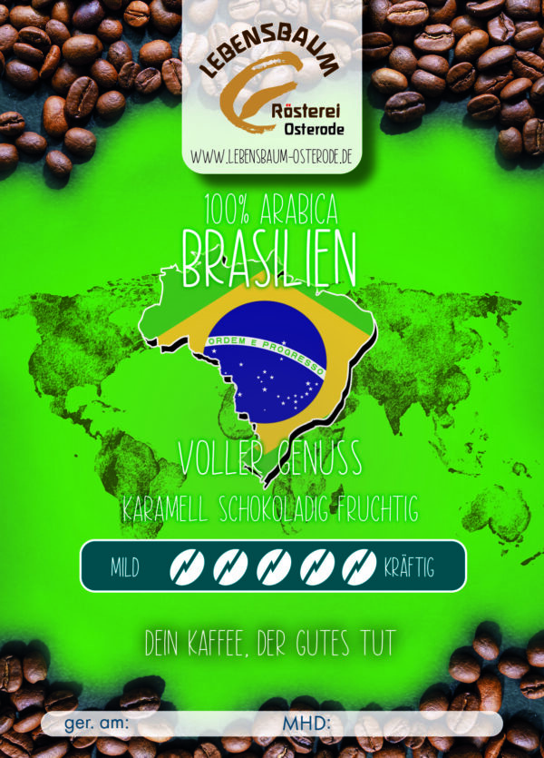 Label vom Brasilien Kaffee Lebensbaum Osterode am Harz e.V